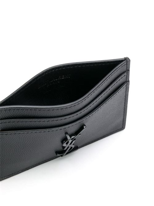 porta carte cassandre in pelle goffrata grain de poudre SAINT LAURENT | 485631BTY0U1000